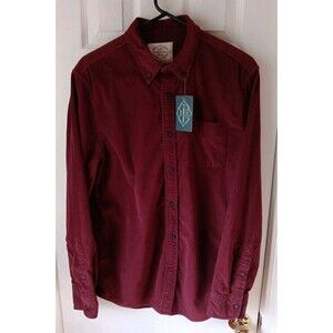 Mens St Johns Bay Button Up Long Sleeve  Burgundy Medium